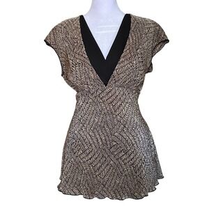 Y2K Vintage Tan Blouse Layered Top 10 Cinch Waist A Line Corpcore Siren Bratz